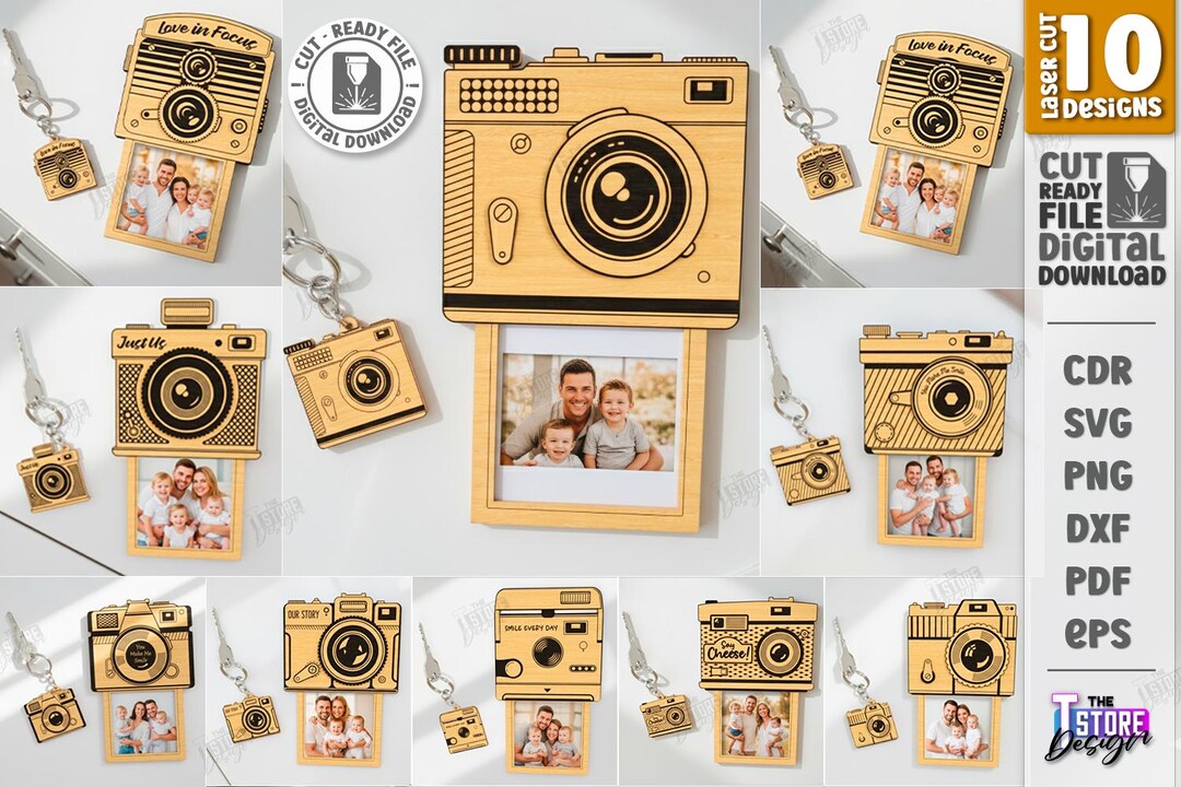3d Camera Photo Frame Boxes Laser Cut Bundle, Instant Camera Picture ...