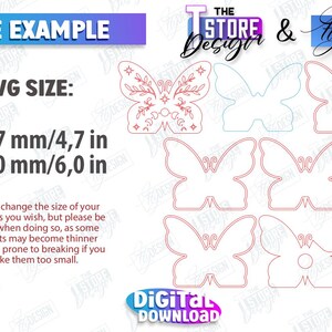 Butterfly Lamp Laser Cut Bundle, 3D Wooden Night Lights SVG, Mystical Design, Butterfly Art, Table Lamp, Celestial Lantern, Shadow Lamp SVG image 2