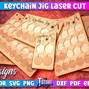 Keychain Jig Laser Cut SVG Design | Keychain Engraver SVG File | Wooden Keychain Engraving | Keychain Jig SVG Bundle