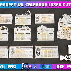 3D Perpetual Calendar Laser Cut Bundle, Desk Calendar Lasercut, Eternal Calendar Lasercut, Wooden Calendar, 3D Wooden Calendar with Sliders
