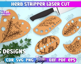 Kräuterstripper Laser cut | Holz-Kräuterabräumer | Kitchen Tool zum Abziehen von Kräutern | Gewürzblätter Stripper Lasercut | Wohnkultur | CNC-Dateien