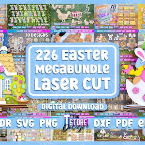 Mega bundle de Pâques découpé au laser, 226 modèles svg Joyeuses Pâques, svg lapin de Pâques, oeuf de Pâques découpé au laser, lanterne de Pâques découpée au laser, décoration printanière