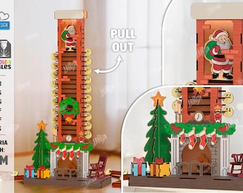 3D Adventskalender mit Laser geschnitten, Tage bis zum Weihnachtsfest: Digitaler Download