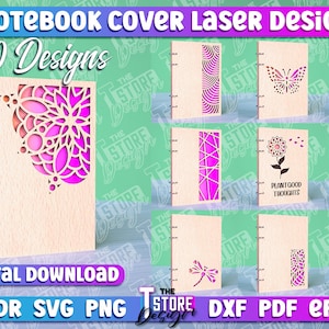 Notebook Laser Cut SVG Bundle | Journal Cover SVG Design | Notebook Cover Laser Cut Files | School Laser Cut