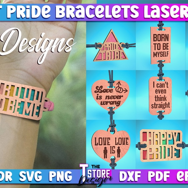 Lgbt Pride Bracelets Laser Cut SVG Bundle | Bracelets SVG Design | CNC Files