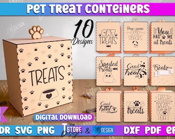 3D Pets Food Containers Lasercut bundle, Wooden Dog Food Holders, Pet Treats Boxes Laser Cut, Cat and Dog Food Storage Box, Laser Cut Boxes
