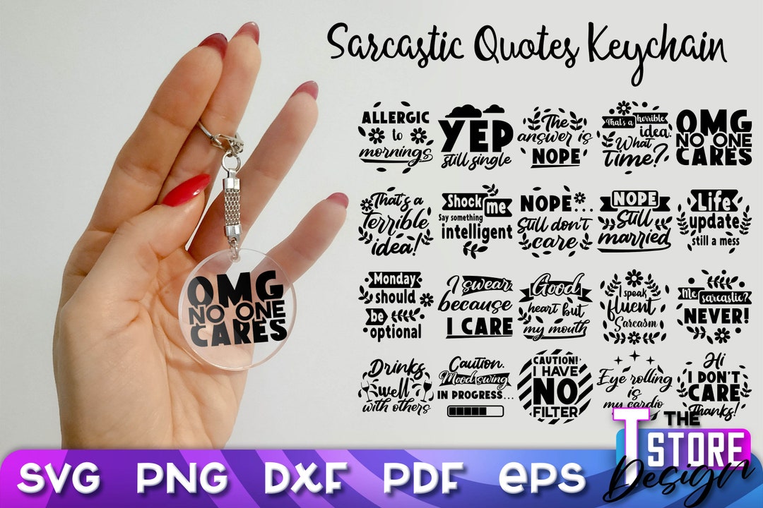 Sarcastic Keychain SVG Bundle Funny Keychain Quotes SVG