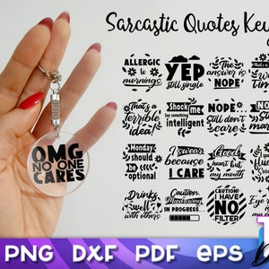 Sarcastic Keychain SVG Bundle | Funny Keychain Quotes SVG