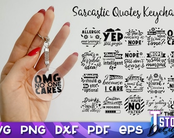 Sarcastic Keychain SVG Bundle | Funny Keychain Quotes SVG