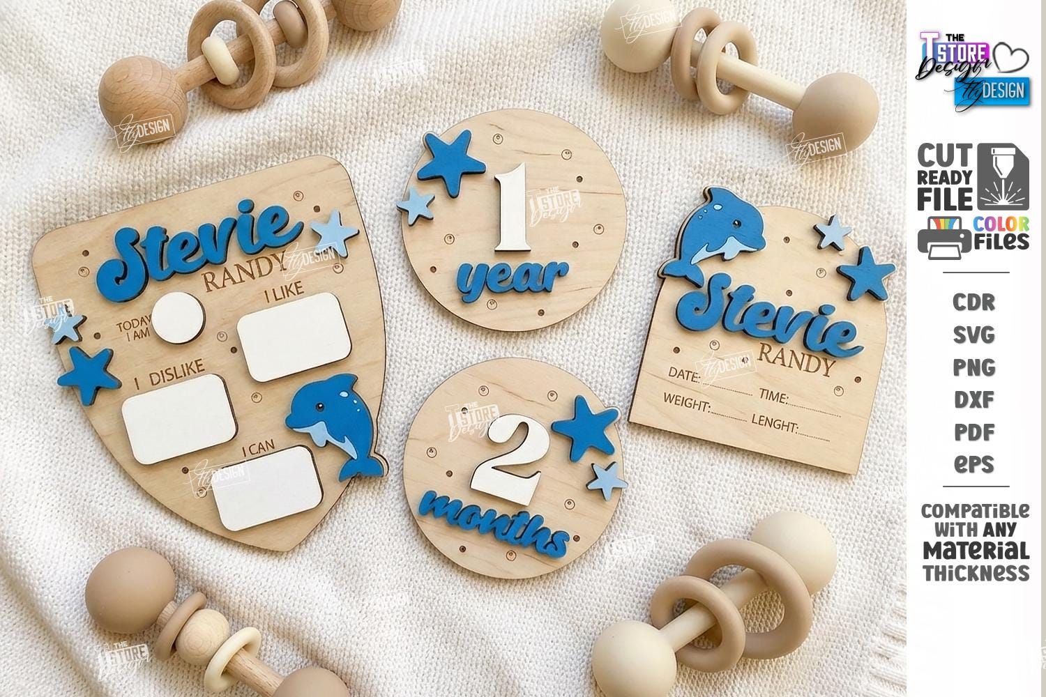 Baby Milestone Cards Laser Cut - Newborn Monthly Tracker Set - Birth ...