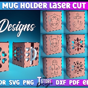 Becherhalter Laser Cut SVG Bundle | Tassenhalter Laser Cut SVG Design | CNC Dateien