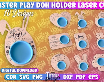 Easter Play Doh Design, Easter Play Doh Holders Lasercut, Kids Easter, Kids Easter Play Doh Card, Play Doh Lasercut, Easter Bunny SVG Design