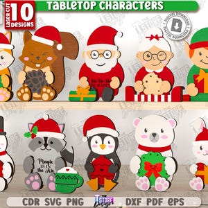 3d Christmas tabletop characters laser cut bundle, Xmas shelf sitters laser cut, Xmas stand laser cut, kids shelf sitter, Christmas quotes