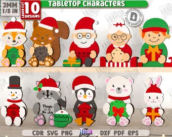 3d Christmas tabletop characters laser cut bundle, Xmas shelf sitters laser cut, Xmas stand laser cut, kids shelf sitter, Christmas quotes