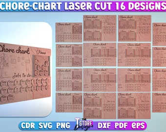 Chore Chart Laser Cut SVG Bundle | Chore Chart SVG Design | Laser Cut Files | CNC Files