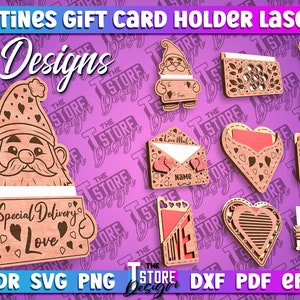 Valentines Gift Card Holder Laser Cut SVG  | Valentine&#39;s Card Holder | Gnome Laser Cut Files | CNC Files