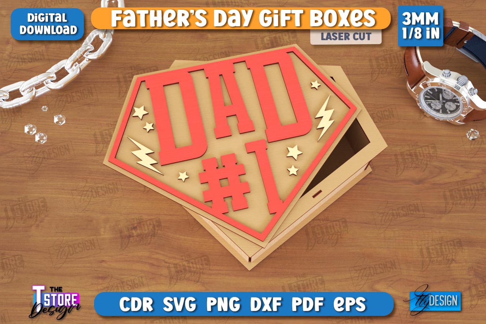 Paquete de cajas de regalo para el Día del Padre cortadas con láser ...
