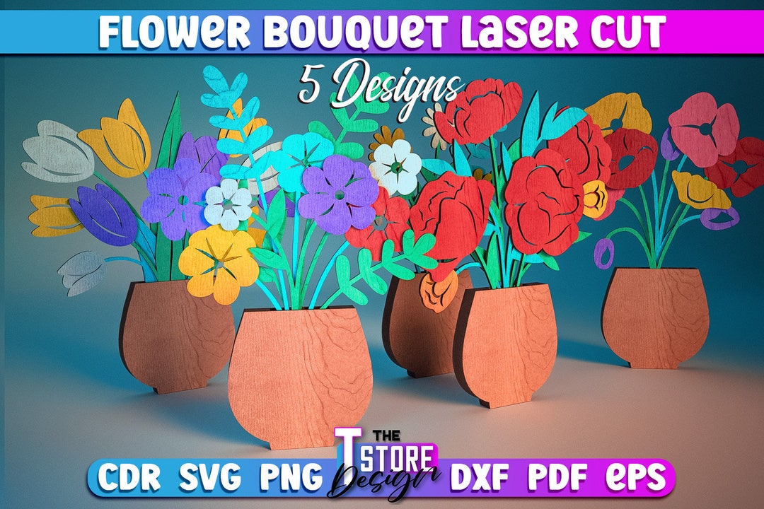 Flower Bouquet Laser Cut SVG Bundle | Home SVG Design | Laser Cut Files ...