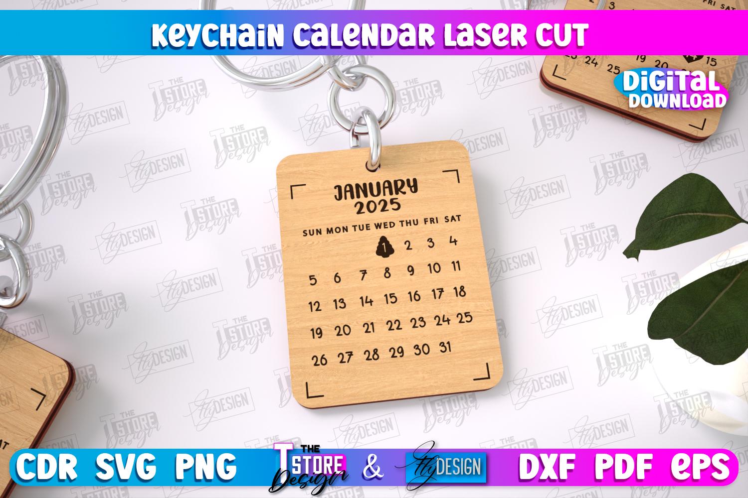 3d Personalized Calendar Keychains Lasercut Bundle, Wooden Matching Key ...