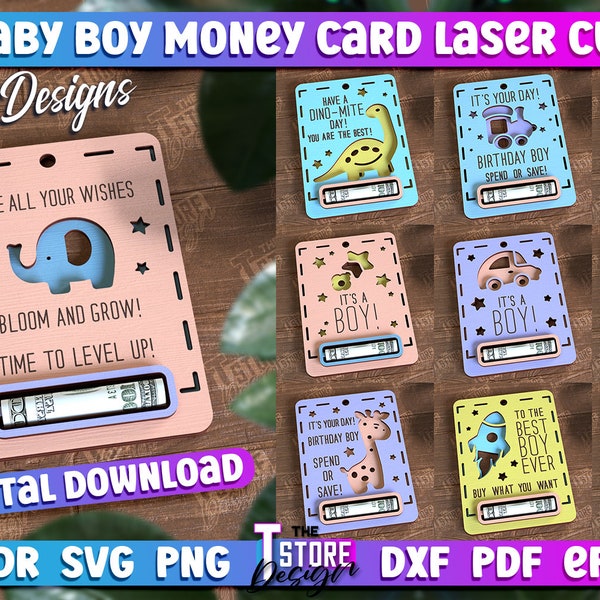 Baby Boy Money Card Lasercut Bundle, It's a Boy Money Holders, Kids Money Box Lasercut, Children Banknote Holder, Money Gift Cash Holder