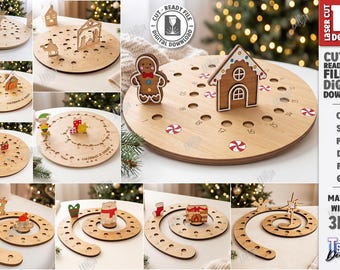 Christmas Advent Calendar SVG - Laser Cut Countdown Board - Santa Gingerbread Nativity Holiday Countdown Decor - Christmas Calendar svg