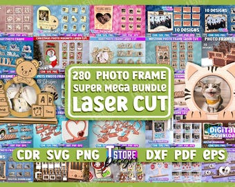 3D Photo Frame Laser cut Mega Bundle, 280 Engraved Photo Frame Laser cut Designs, Mothers day Photo Frame, Pets Photo Frame Laser Cut