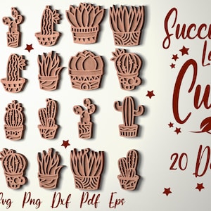 Succulent Laser Cut SVG Bundle | Succulent Lasercut | Home SVG Design | Laser Cut Files