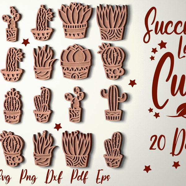 Succulent Laser Cut SVG Bundle | Home SVG Design | Laser Cut Files