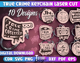 True Crime Schlüsselanhänger SVG Bundle, True Crime Laser Cut, Lasercut Datei, TV Laser Cut Ornament, True Crime Schlüsselanhänger, True Crime