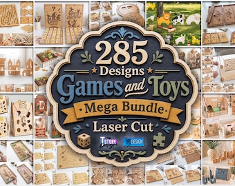 285 modelli di giochi e giocattoli, mega pacchetto tagliato al laser, gioco del labirinto, gioco da tavolo Cribbage, gioco di equilibrio, puzzle e altri giocattoli Montessori
