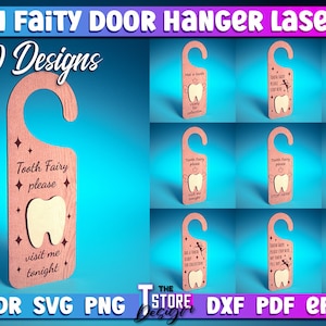 Zahnfee Tür Aufhänger Laser Cut SVG Bundle | Türschild Laser Cut SVG Design | CNC Dateien