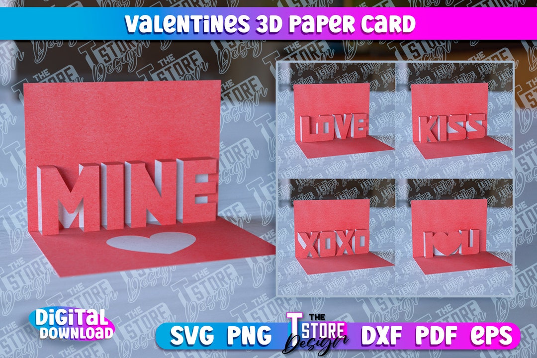 Valentine's Day Card SVG Bundle Love Paper Cut SVG Bundle Valentine Pop ...