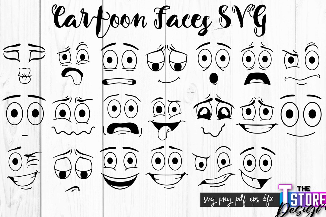 Cartoon Faces Quotes SVG Bundle Cartoon Design Funny Face Etsy