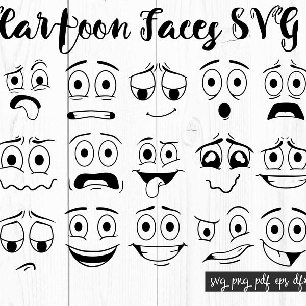 Bundle SVG de citations de visages de dessin animé | Conception de bande dessinée | Drôle de tête