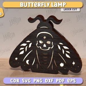 Butterfly Lamp Laser Cut Bundle, 3D Wooden Night Lights SVG, Mystical Design, Butterfly Art, Table Lamp, Celestial Lantern, Shadow Lamp SVG image 4