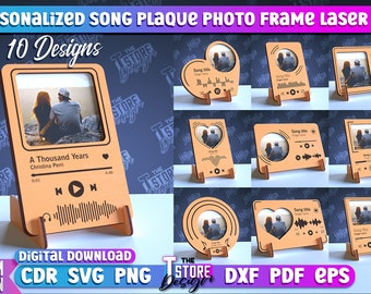 Cadres photo 3D personnalisés, liste de lecture spotify personnalisée, cadre photo musical avec support, cadeau d'anniversaire, découpe laser 3D, fichiers CNC