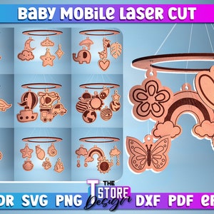 Baby Mobile SVG Laser Cut Bundle | Baby Mobile SVG Design | Laser Cut Files