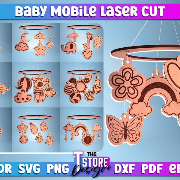 Baby Mobile SVG Laser Cut Bundle | Baby Mobile SVG Design | Laser Cut Files