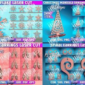 Super Mega Bundle Weihnachten und Ohrringe Laser Cut Mega Weihnachts Laser Bundle Riesige Ohrringe Laser Bundle Gravur SVG CNC Dateien Bild 2