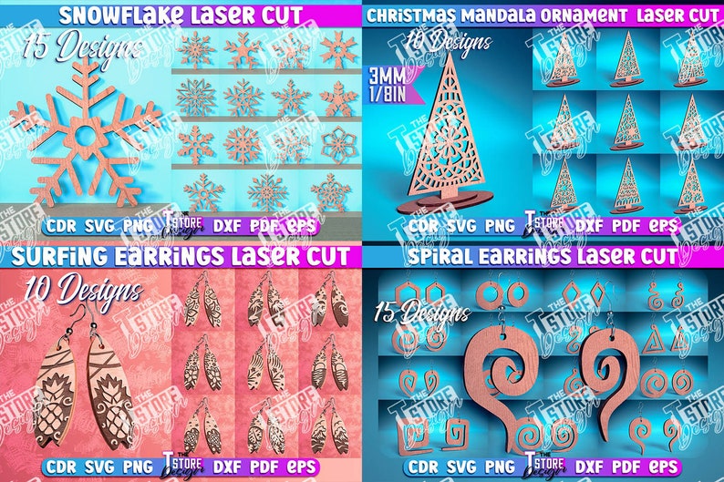 Super Mega Bundle Weihnachten und Ohrringe Laser Cut Mega Weihnachts Laser Bundle Riesige Ohrringe Laser Bundle Gravur SVG CNC Dateien Bild 2