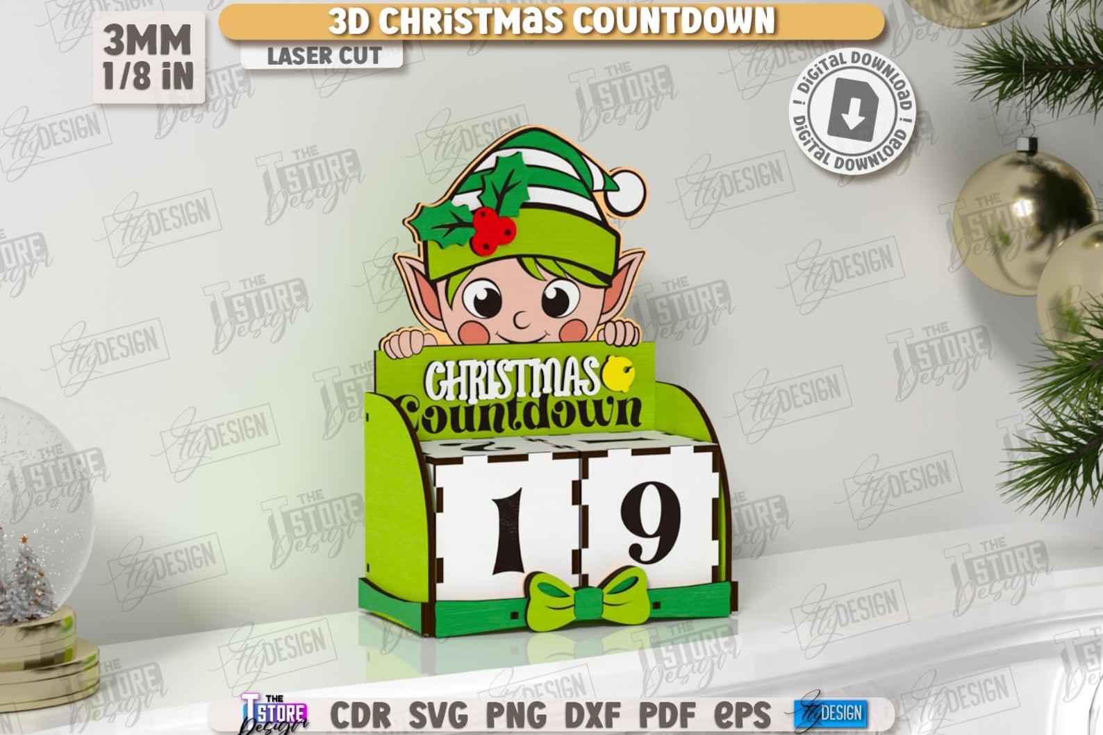 3d Christmas Countdown Laser Cut Bundle, Days Until Christmas Countdown ...