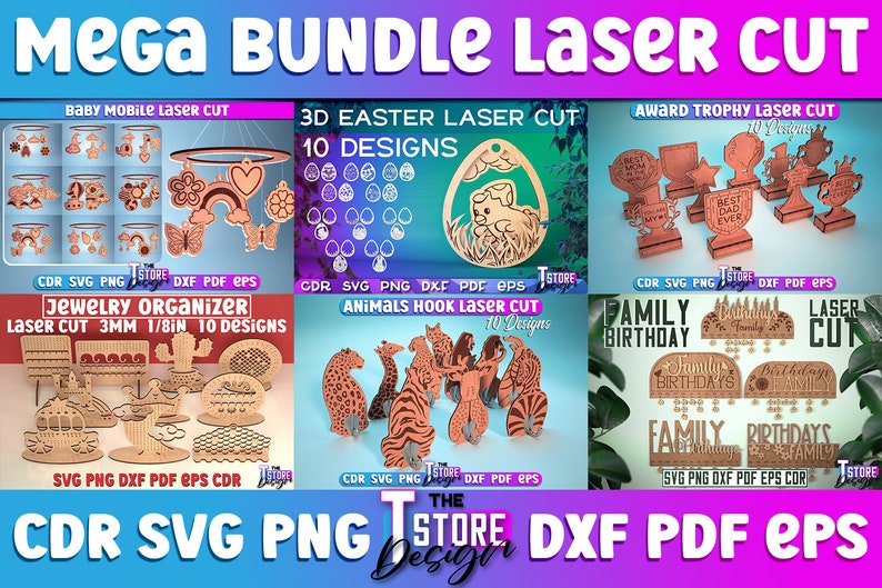 Laser geschnittenes Mega Bundle SVG CNC-Dateien Gravur SVG Bild 9