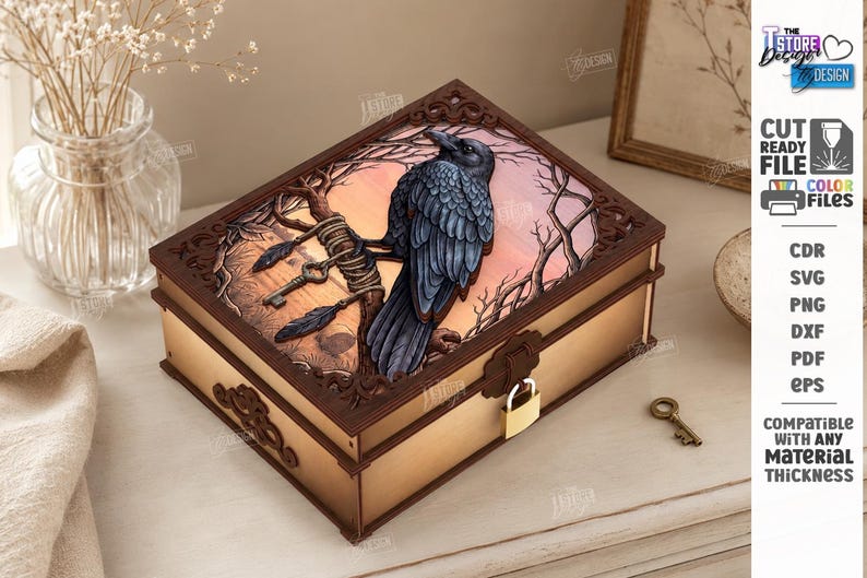 Secret Lock Box SVG - Laser Cut Wooden Keepsake Box - Lockable Treasure ...