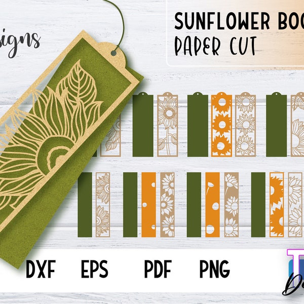 Sunflower Bookmark SVG Bundle | Flower Book Lover SVG | Sunflower SVG Design