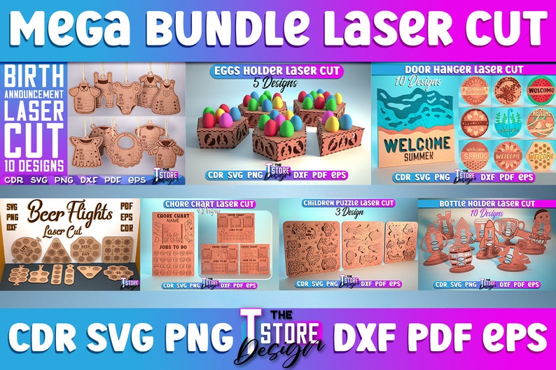 Laser geschnittenes Mega Bundle SVG CNC-Dateien Gravur SVG Bild 8