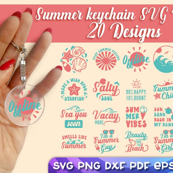 Summer Keychain SVG Bundle | Acrylic Keychain Bundle SVG