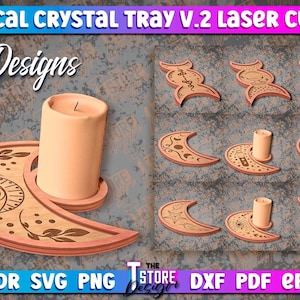 Mystical Crystal Tray Laser Cut SVG Bundle | Mystical Laser Cut SVG Design | Tarot Tray v.3