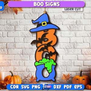 Halloween Boo Door Signs Laser Cut Bundle, 3d Halloween Door Hanger Svg ...