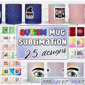 Autism Mug Quotes Sublimation Bundle | Mug Sublimation Design | Awareness PNG v.2