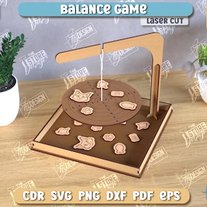 Cat balance game laser cut, kids board game, montessori game, wooden balance board game, educational toy, kids laser cut, cute wooden toys